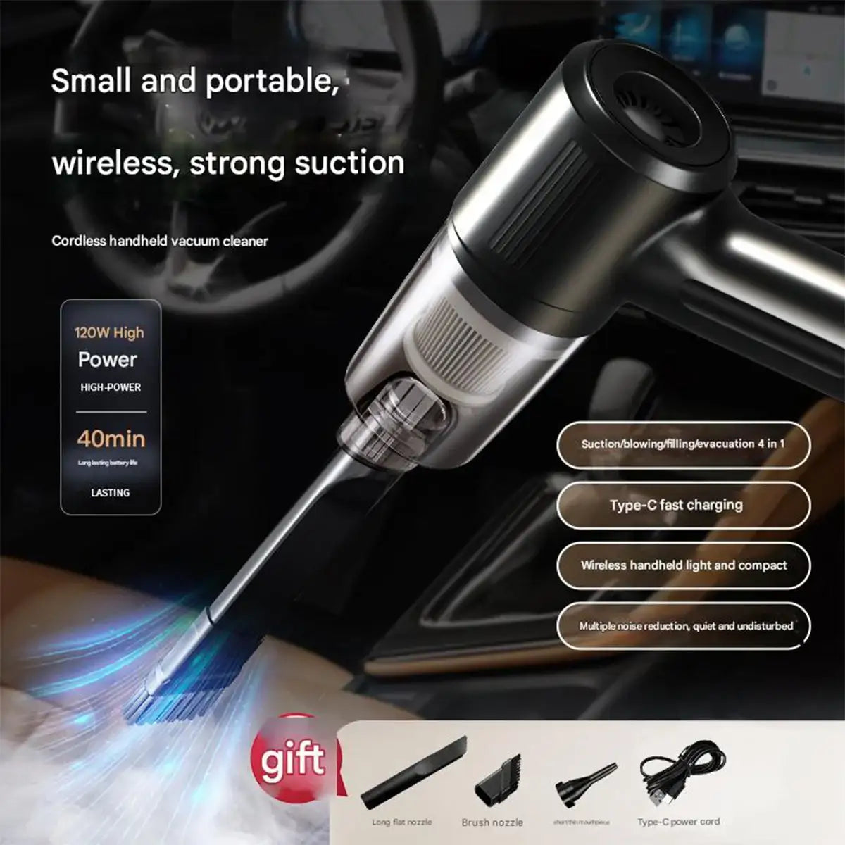 🔥Wireless Handheld Car Vacuum Cleaner Portable Cordless , Vacuum Cleaner with Multi-Nozzles by mysite