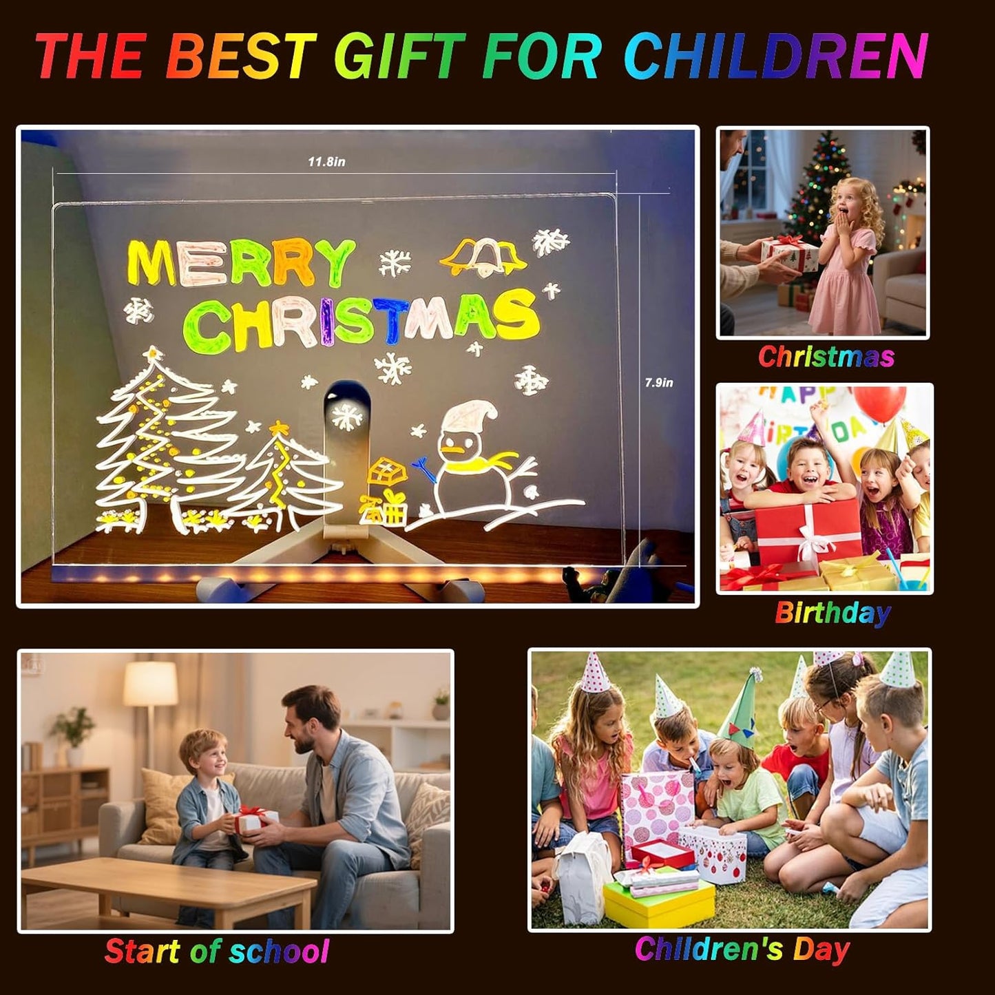 🎅The perfect gift for this Christmas🎁Creative Rewritable Acrylic LED Message Board 🎨 (set come with 7 Pens) by mysite