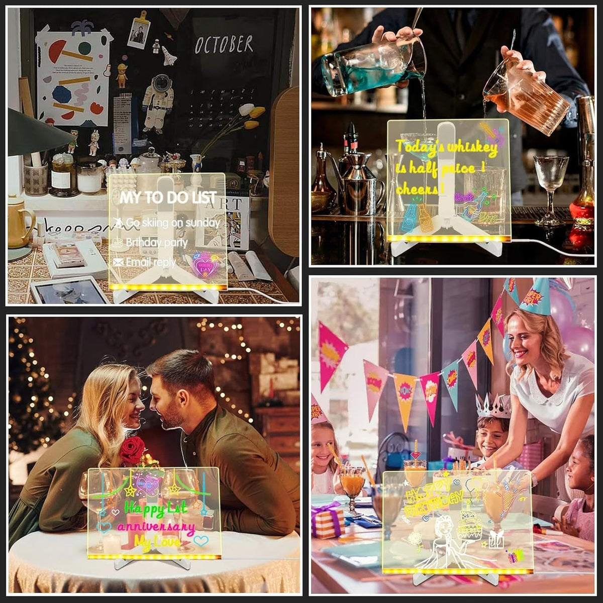 🎅The perfect gift for this Christmas🎁Creative Rewritable Acrylic LED Message Board 🎨 (set come with 7 Pens) by mysite