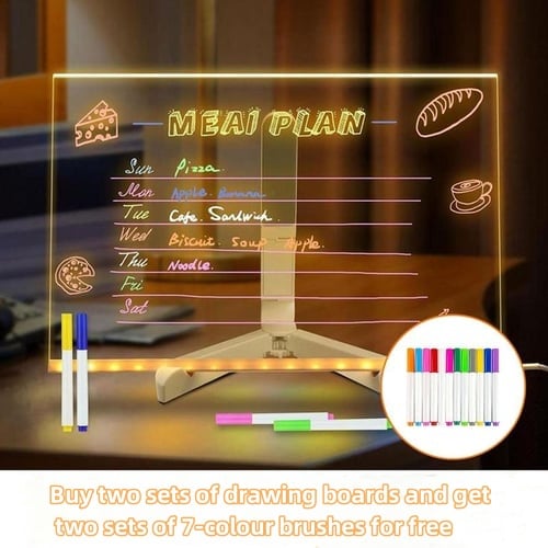 🎅The perfect gift for this Christmas🎁Creative Rewritable Acrylic LED Message Board 🎨 (set come with 7 Pens) by mysite