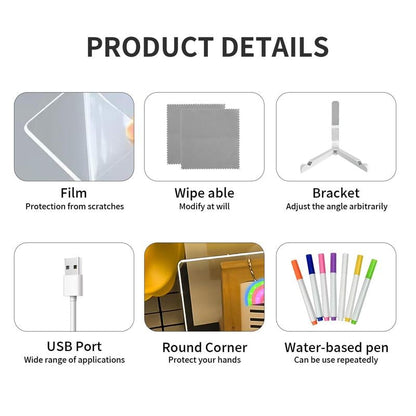 🎅The perfect gift for this Christmas🎁Creative Rewritable Acrylic LED Message Board 🎨 (set come with 7 Pens) by mysite