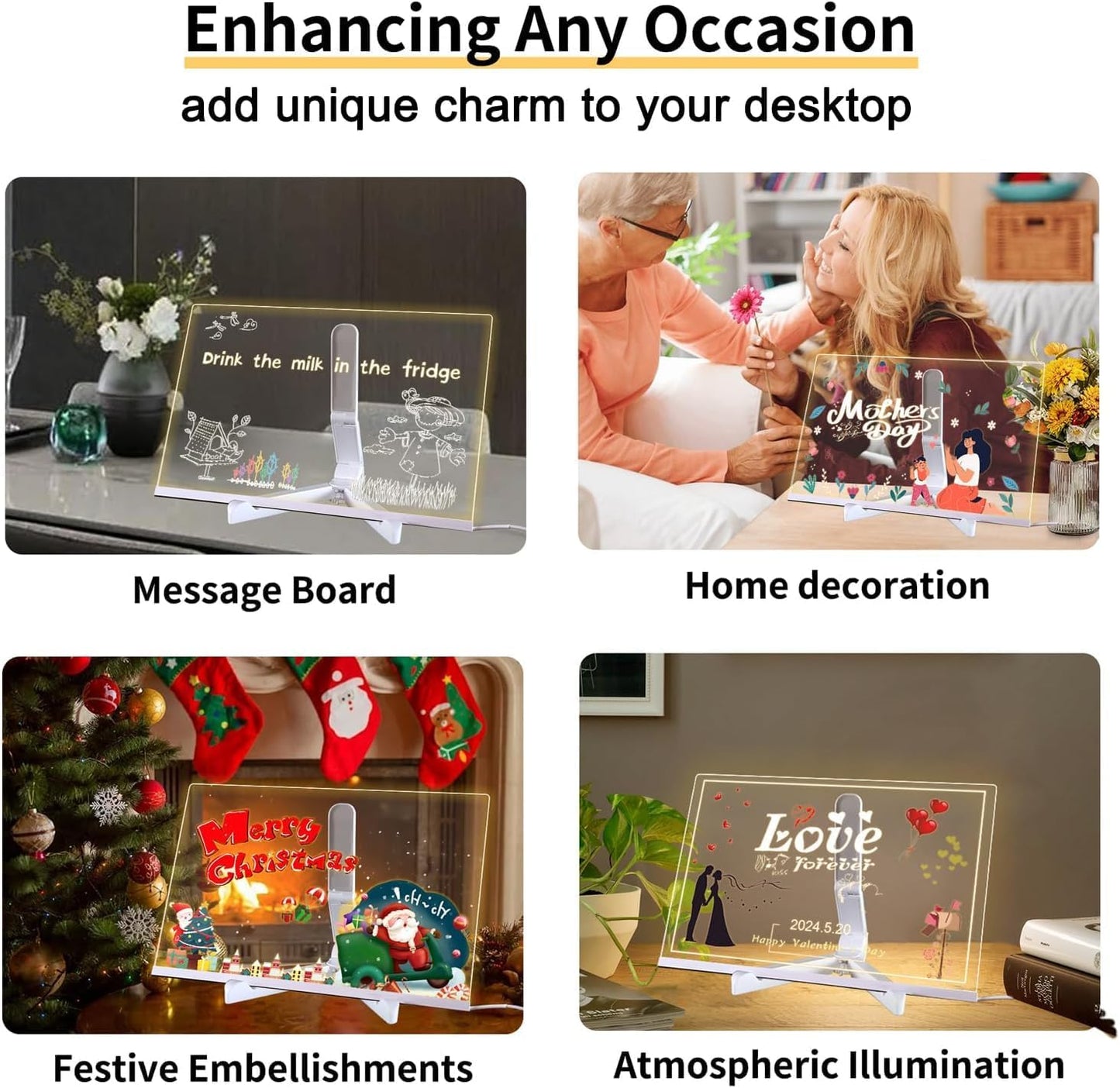 🎅The perfect gift for this Christmas🎁Creative Rewritable Acrylic LED Message Board 🎨 (set come with 7 Pens) by mysite