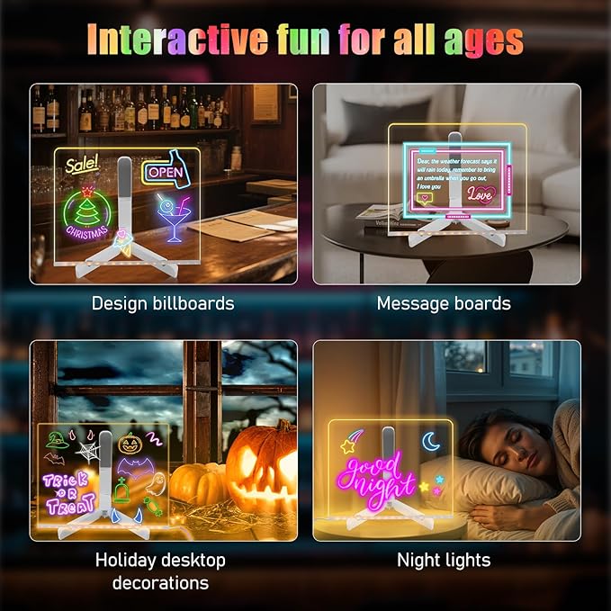 🎅The perfect gift for this Christmas🎁Creative Rewritable Acrylic LED Message Board 🎨 (set come with 7 Pens) by mysite